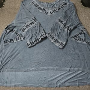 POL Oversized Medium Blue Detail Top